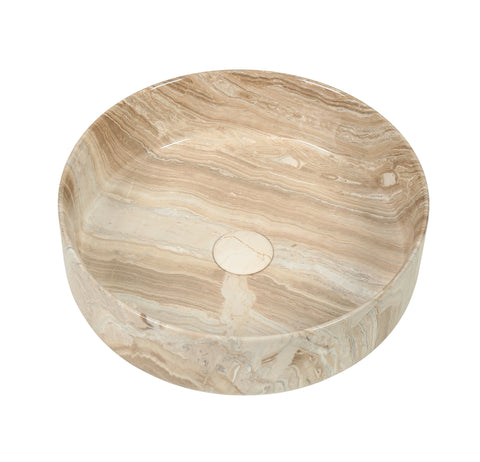 Marvane 360mm Round Gloss Ceramic Basin – Stone Look Finish