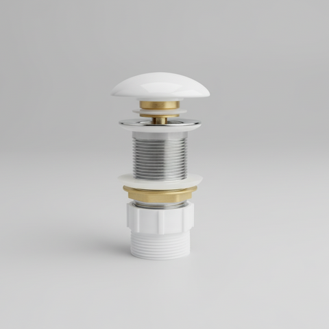 Matte White Pop-up waste 32 mm Non-over Flow with Matte White Ceramic Cap