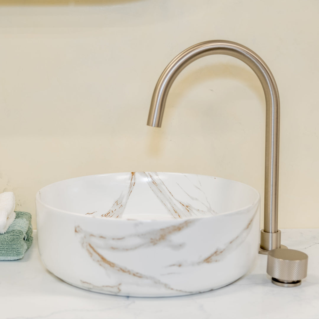 Fusion‑36 Matte Carrara Basin – 360 mm Above-Counter Ceramic Sink ...