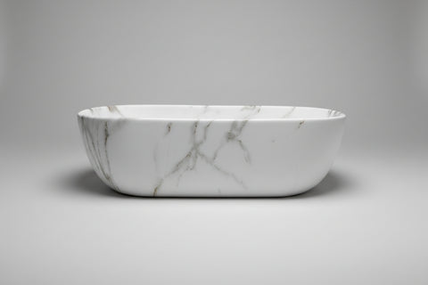 Fusion-46 Above-Counter Basin – Matte White Carrara front