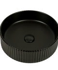 Lucid-40-MB | Round Fluted Matte Black Counter Top Basin