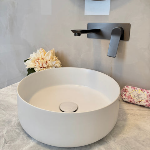 Round 360mm matte white basin - CLAYA Bathware