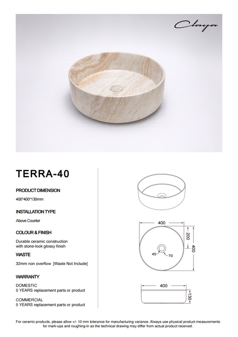 Terra-40 Above Counter Basin Gloss Stone Marble