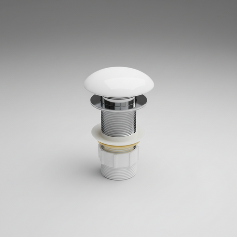 Matte White Pop-up waste 32 mm Non-over Flow with Matte White Ceramic Cap